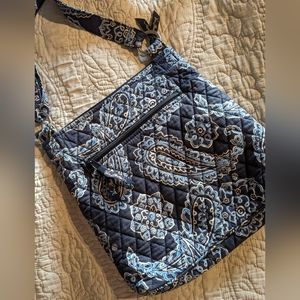 Vera Bradley hipster blue and white bandana crossbody